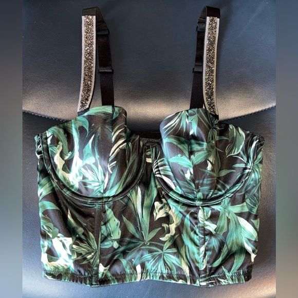 Victoria's Secret Other - Victoria's Secret Tropical Print Bustier Top - Black and Green
